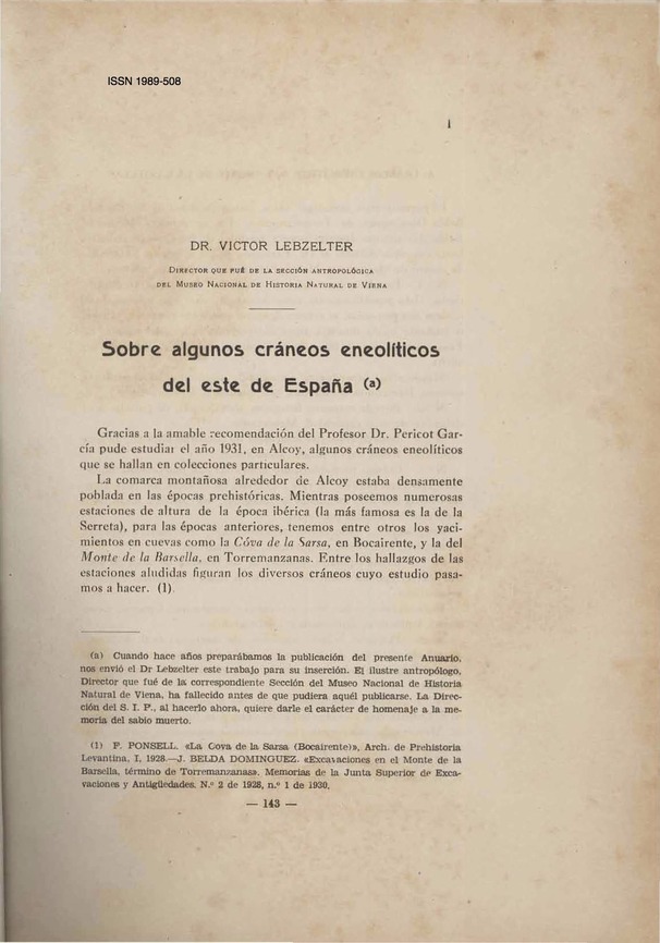Sobre algunos cráneos eneolíticos del Este de España